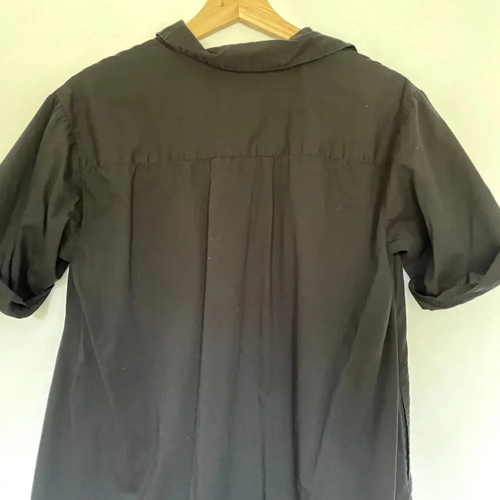 J. Jill black shirt dress shift short sleeved mini women's size XS petite cotton